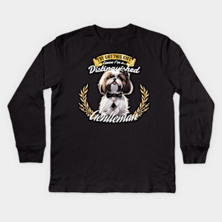 The Distinguished Shih Tzu Gentleman Kids Long Sleeve T-Shirt